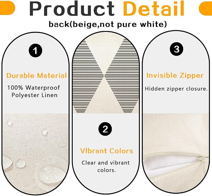 Outdoor Pillows Covers 12x20 Waterproof,Grey and Beige Set of 4(No Insert) | for Covered Patio Furniture Sunbrella,No Insert Just Covers,Fit 12x20 inch Inserts or Smaller,Durable Polyester,Boho Lumbar