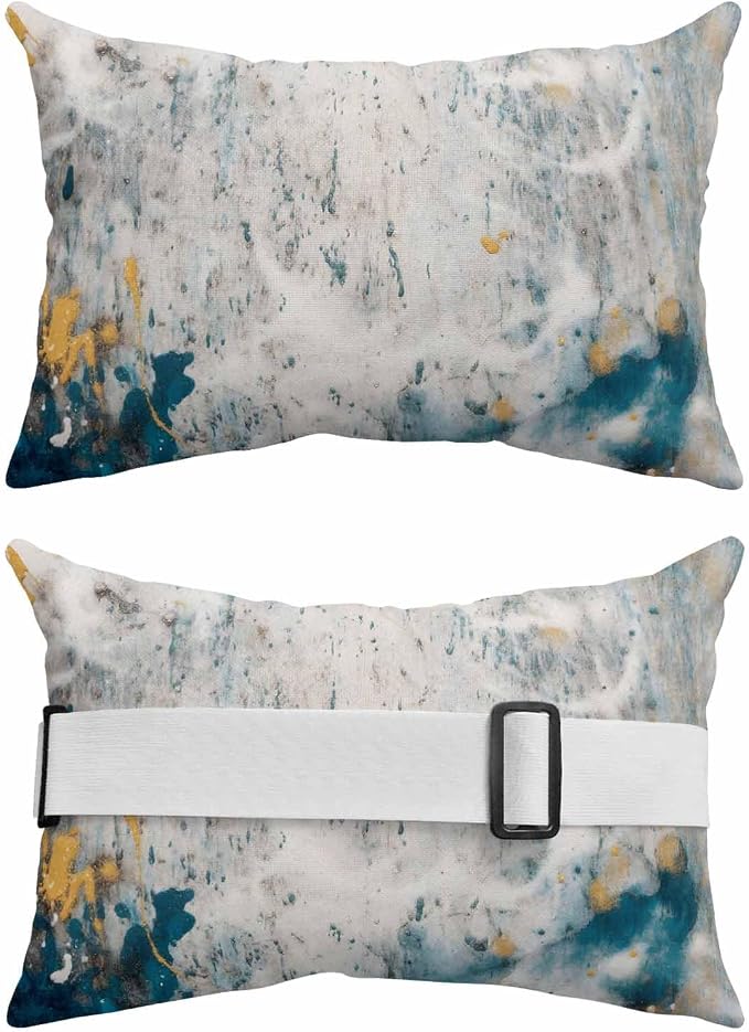 Gray Teal Outdoor Lumbar Pillow Covers 11"x16" Set of 4, Decorative Throw Pillow Covers for Patio, Modern Abstract Art Retro Marble Waterproof Cushion Case for Pool Beach Chair