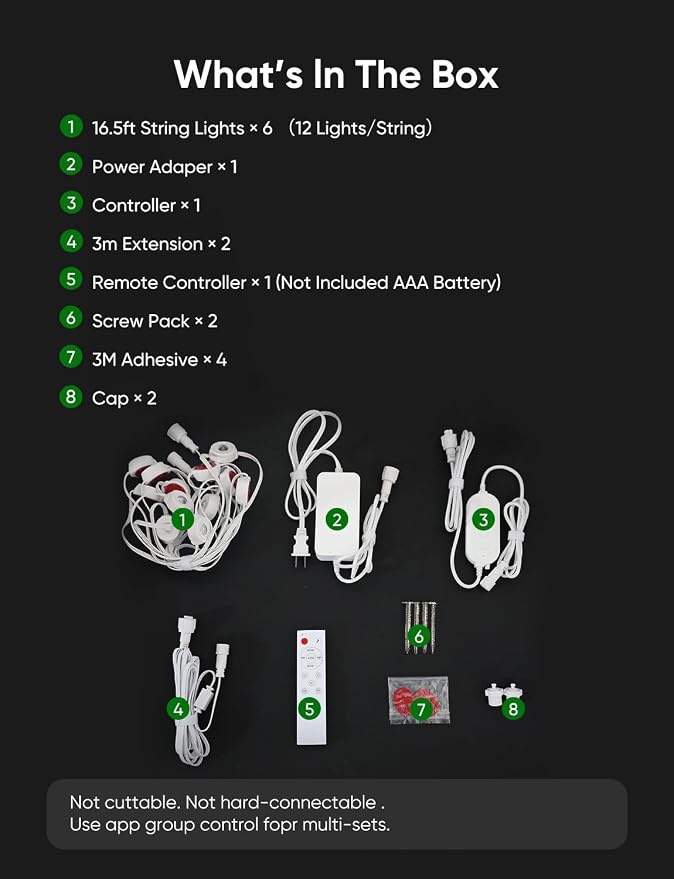 RGBW Permanent Outdoor Lights for House 100ft, with 72 LED Bulbs | IP65 Waterproof, 54 Scene Modes, 2700K Warm White, Individual Control, Permanent Lights Compatible with Alexa, Google