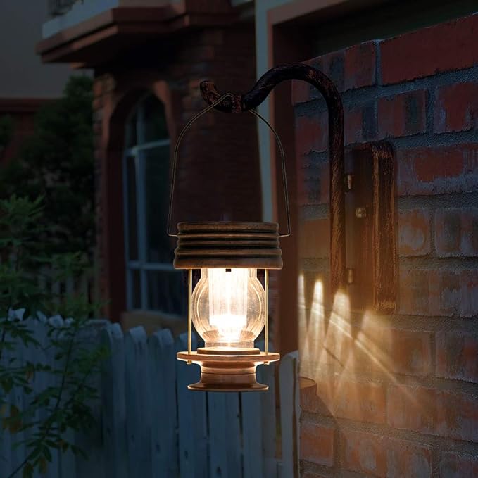 Solar Lanterns Outdoor Patio Decor, 1 Pack Large Hanging Solar Lights Waterproof, 30LM Bright Retro Decorative Table Lamps with Warm Glow for Porch, Yard, Garden, Pathway & Backyard Decoration