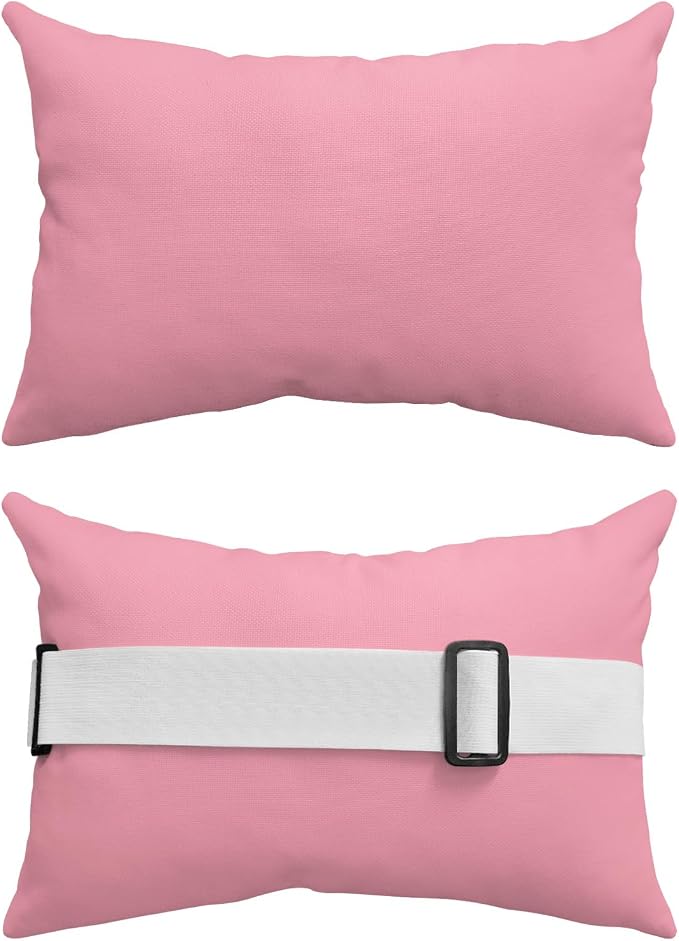 DecorLovee Pink Outdoor Recliner Pillows for Head, Modern Pure Pink Waterproof Chair Pillow with Elastic Stripe, Farmhouse Chaise Lounge Headrest Pillow for Patio/Beach/Pool 1Pack, 11"x16"