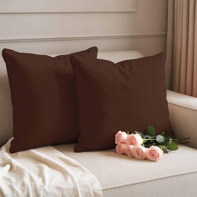 Outdoor Pillow Covers 20 x 20 Inches, Brown Pure Color Waterproof Throw Pillow Cover Set of 2, Aesthetics Contemporary Luxury Decorative Square Cushion Covers for Patio/Couch/Garden