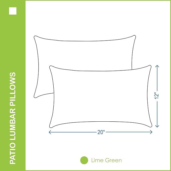 Indoor Outdoor Lumbar Pillows,Waterproof Outdoor Pillows Set of 2 for Patio Furniture,12×20 Inch,Lime Green