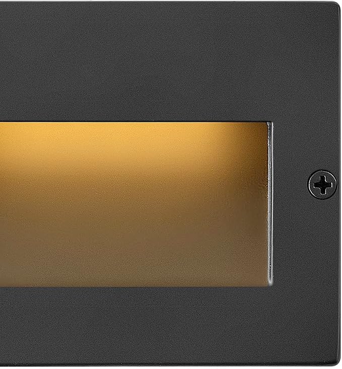 Hinkley Taper 12V Integrated LED Horizontal Step Light, Satin Black Finish | Recess Mount, Deck Light, Low Voltage, Landscape, Etched Glass, ADA, Outdoor, Aluminum, Wiring Kit Included, Easy Install