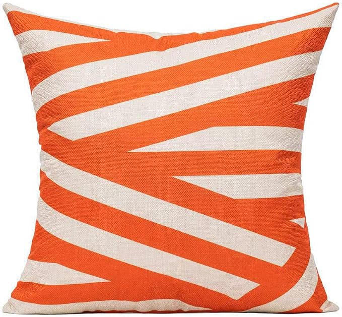 All Smiles Outdoor Waterproof Throw Pillow Covers 18X18 Set of 4,Orange Decorative Cushion Covers Boho Decorations Outside for Patio Furniture Porch Seat Chair Couch Sofa Living Room Geometric