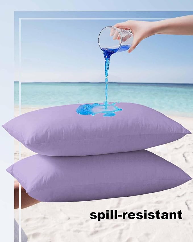 Outdoor Waterproof Throw Pillow Covers Set of 2 Lavender Purple Lumbar Pillowcases 20x12 Inches Simple Style Patio Decorative Pillows Cushion Case Patio Pillows for Couch Bed Chair Garden