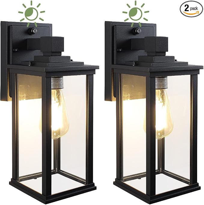 LITFIT 13.5'' Dusk to Dawn Outdoor Lighting, Wall Lights with Photocell Sensor, Hardwired Outdoor Sconces Wall Mount, Outside Lights for House Exterior, Garage, Porch, 2-Pack, Bulbs Not Included