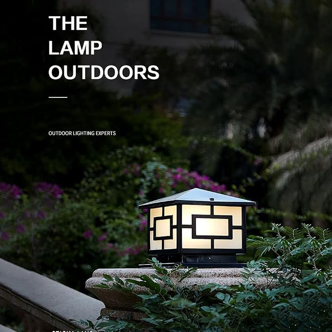 Pillar Lights Outdoor, IP65 Waterproof Column Lights Outdoor Rustproof Aluminum Glass Pillar Light Fixtures Fence Column Post Light Traditional Landscape Lighting E26
