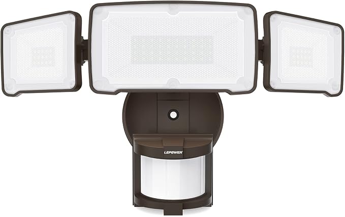 LEPOWER LED Security Light Motion Sensor Outdoor Lights, Bright 38W 4200LM | 72 FT Range, IP65, Easy to Install, 180° Motion Sensor, 5500K, 3 Head Detected Waterproof Flood Light for Garage, Yard, Porch