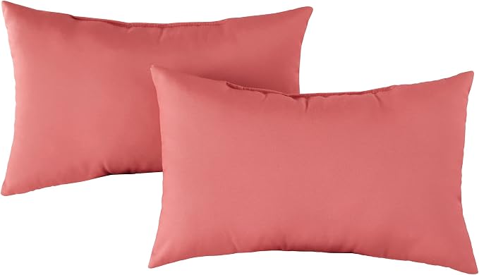 South Pine Porch Outdoor 19x12-inch Rectangle Accent Pillow (Set of 2), Coral