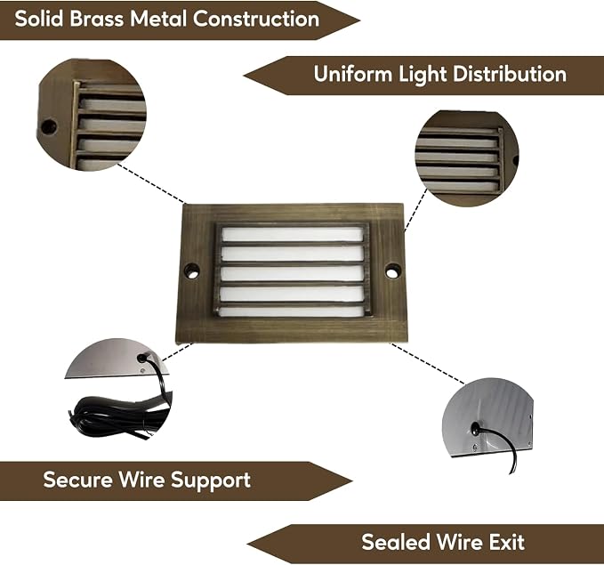 Ironsmith Brass Low Voltage Step Lights – Outdoor Landscape LED Deck & Wall Lighting – Louvered or Puck Style Options (Ironsmith StepLite™ Core)