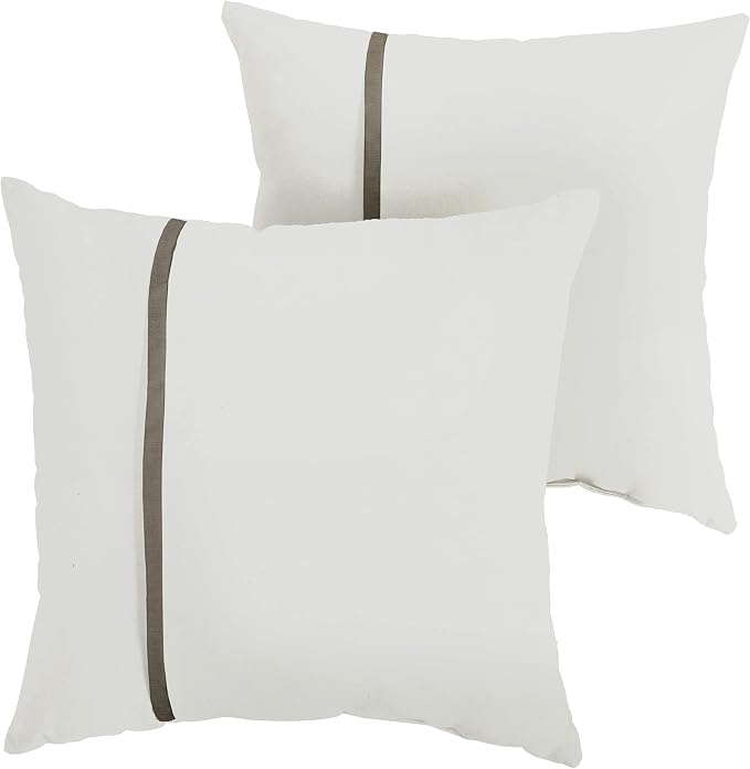 Sorra Home x Sunbrella - Indoor Outdoor Square Pillows, Set of 2, 16x16, Canvas Natural Ivory & Canvas Taupe