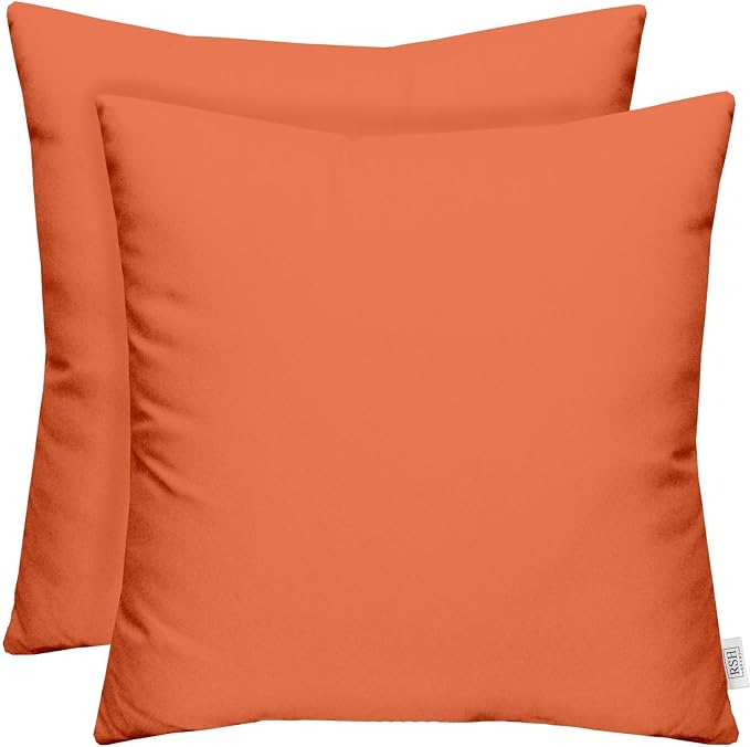 RSH DECOR: Square Throw Pillows Set of 2 | 20” x 20” | All-Weather Spun Fabric | Water and Fade-Resistant | Outdoor Accent Pillows for Patio Furniture | Coral