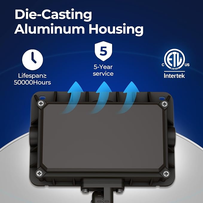CINOTON 50W 7000LM LED Flood Lights Outdoor, 5000K, ETL Listed, 1 Pack | IP65 Waterproof Security Wall Pack with 180°Knuckle, Dusk to Dawn 100-277V Aluminum Fixture for Warehouse Patio Porch Garage