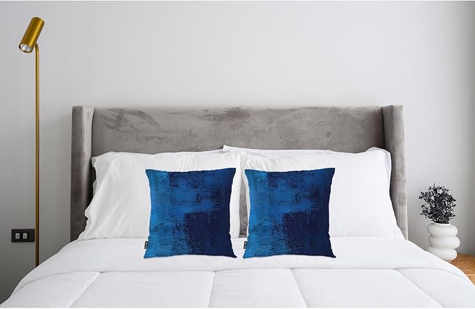 Swono Abstract Art Throw Pillow Case, Modern Graffiti Brush Square Home Decorative Cushion Cover for 18 X 18 Inches Pillow Covers, 2 Pack Pillowcases for Bedroom Office Dorm Couch, Dark Blue