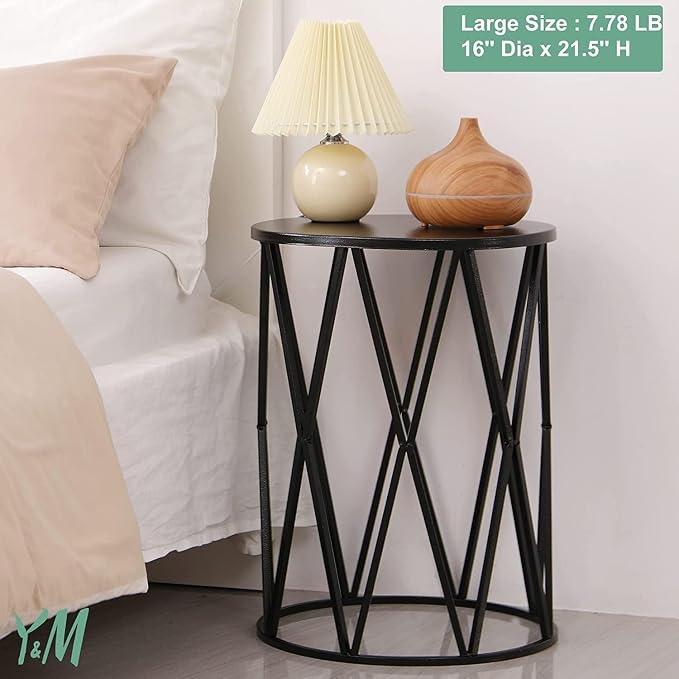 Y&M Set of 3 Stacking Coffee Tables for Living Room End Tables, Nesting Side Table, Outdoor Decorative Garden Stool with Heavy Duty Modern Industrial Decor - Black (Ship from US)