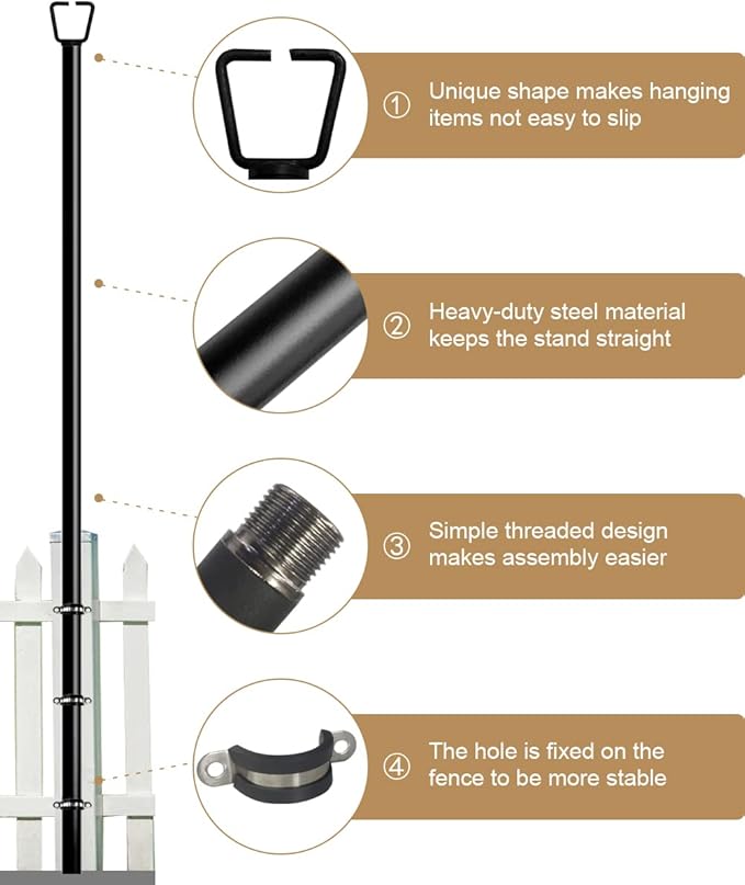 Queension 10FT Deck String Light Poles for Outdoor String Lights for Garden, Backyard, Patio Lighting Stand for Parties, Bistro & Weddings, 2 Pack | for Garden, Backyard, Patio Lighting Stand for Parties, Bistro & Weddings