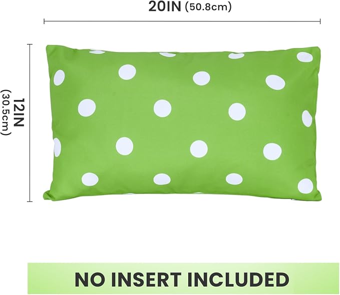 Eternal Beauty 12X20'' Set of 2 Outdoor Decorative Pillow Covers Waterproof Outdoor Pillow Covers for Spring Summer Patio Lumbar Pillows, Green Polka Dot, 12X20 inches