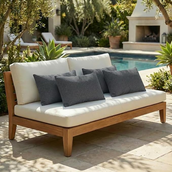 RSH DECOR: Designer Select Sunbrella Jumbo Lumbar Throw Pillows Set of 4 | 26" x 16" | Indoor Outdoor – Patio, Lounge, Adirondack | Water & Fade-Resistant | Made in USA (Sancy Denim)