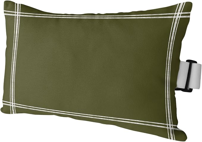Outdoor Pillows Covers with Inserts Solid Color Dark Olive Green Waterproof Recliner Pillow with Adjustable Strap Throw Pillows for Patio Furniture Pool Lounge Chair, 11x16 inch, 1PCS