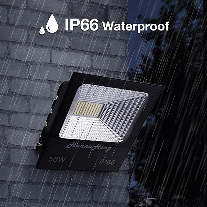 50W LED Flood Light Plug in with Switch,Cool White,Security/Work/Plant Grow Outdoor Light,IP66 Waterproof,Reflector Exteriore Spotlight for Porch, Garage,Patio,Yard,Garden