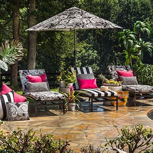 Pillow Perfect 609805 Outdoor/Indoor Herringbone Night Lumbar Pillows, 11.5" x 18.5", Black, 2 Pack