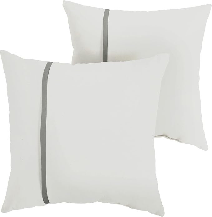 Sorra Home x Sunbrella - Indoor Outdoor Square Pillows, Set of 2, 16x16, Canvas Natural Ivory & Canvas Charcoal Grey
