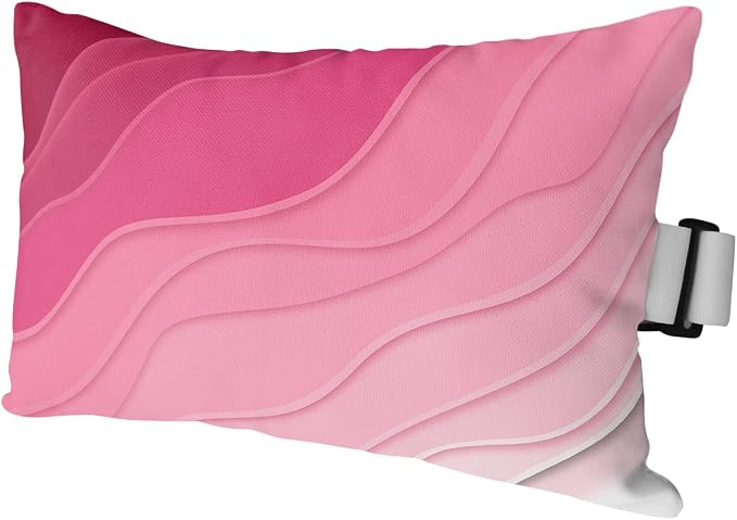 Geometric Ombre Chaise Lounge Pillows Outdoor, Aesthetic Pink White Gradient Abstract Head Pillows, Modern Waterproof Patio Furniture Lumbar Pillows with Adjustable Elastic Strap for Recliner Beach