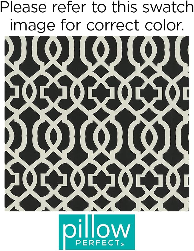 Pillow Perfect Trellis Indoor/Outdoor Tufted Wicker Chair Pad With Ties, 2 Count, 18.5 x 19, Black New Geo