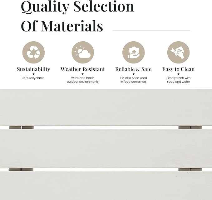 Outdoor Bar Table, HDPE Patio Bar Table, Weather Resistance Outdoor Balcony Tables for Spas, Cafes, Swimming Areas, Lodges and Hotels - White
