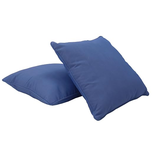 Factory Direct Partners Presidio 24" x 24" Square Decorative Throw Pillow Set with Piping for Indoor/Outdoor Furniture; UV, Fade, Weather-Resistant Olefin Fabric (2-Pack) - Denim Blue, 13811-122