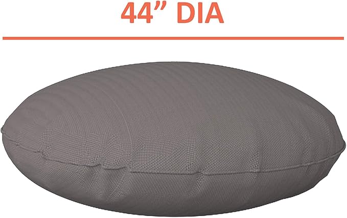 Covers & all Round Pillow Cover, Weather & UV Resistant Water Repellant Protector for Pillows Home Office Living Room Decor Chair Sofa Couch, with Zippers (44" Diameter x 5" H, Charcoal Grey)