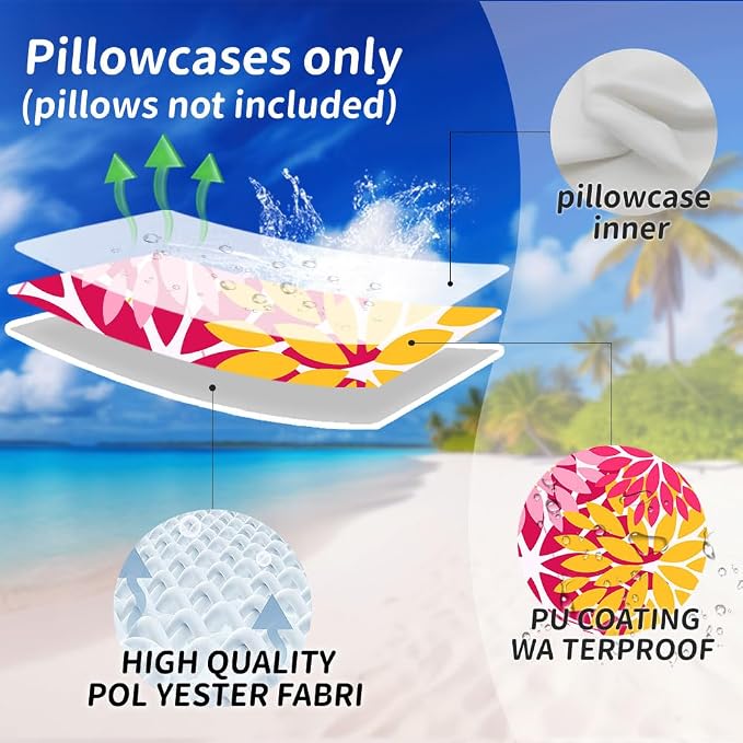 DFXSZ Pack of 2 Outdoor Waterproof Throw Pillow Covers 16x16 DarkLight Pink | Polyester Spring Summer Valentines Floral Decorative Cushion Cases(NO INSERT),For Couch Patio Funiture Garden Home Decor