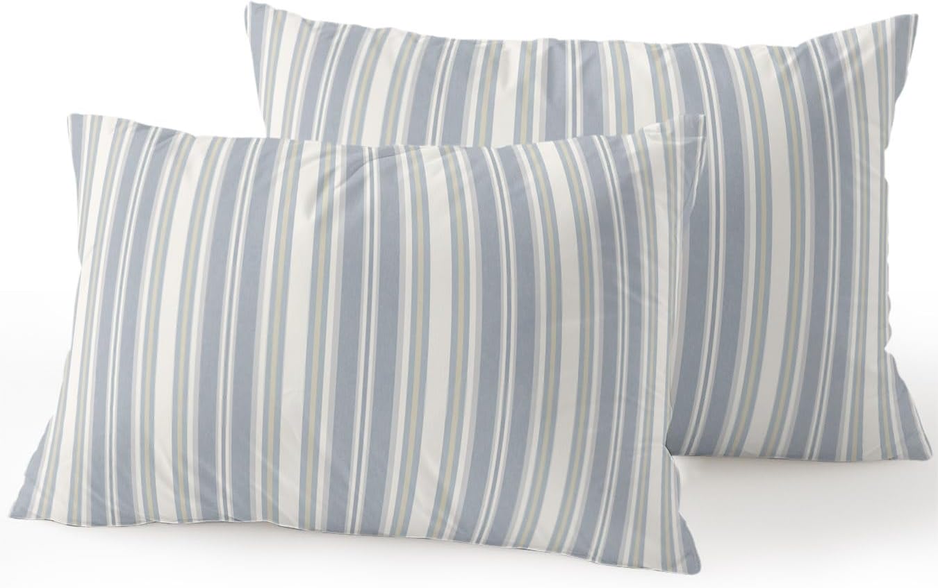 Waterproof Outdoor Pillow Set of 2 Blue Stripes Decorative Throw Pillows Cover & Insert 20x12 Inch Lumbar Pillowcase White Lines Lines Pillows for Couch Sofa Bed Patio Furniture Indoor Outdoor