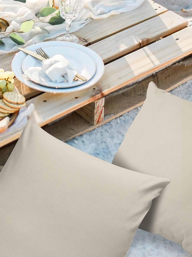 Outdoor Waterproof Throw Pillow Covers Set of 2 Swan White Pillowcases 16x16 Inches Simple Style Patio Decorative Pillows Cushion Case Patio Pillows for Couch Bed Chair Garden