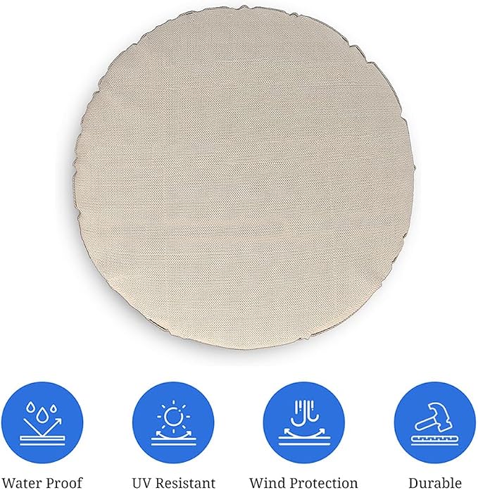 Covers & all Round Pillow Cover, Weather & UV Resistant Water Repellant Protector for Pillows Home Office Living Room Decor Chair Sofa Couch, with Zippers (44" Diameter x 5" H, Beige)