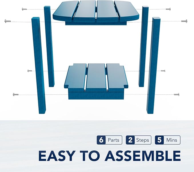 nalone Adirondack Side Table 16.5" Outdoor Side Table HDPE Plastic Double Adirondack End Table Small Table for Patio(Navy Blue)