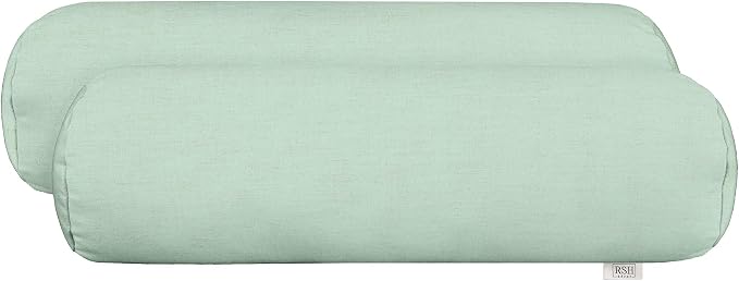 RSH Décor Sunbrella Neck Roll Bolster Pillows–Set of 2 | 24”x8” | Outdoor Throw Pillows for Patio Furniture or Poolside Chairs | Water & Fade-Resistant | Canvas Spa Aqua Blue Green - Made in USA