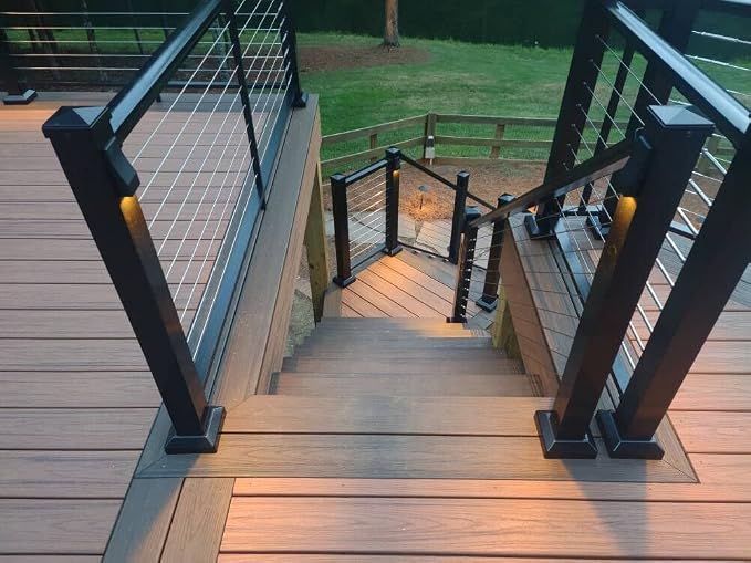 Low Voltage LED Wedge Deck Rail Light, Landscape Railing Post Fence Accent Lighting, 2W 2700K Integrated LED Chips, Die-cast Aluminum, Powder Coated Finish, 12V AC/DC, IP65 Rated, Black, 6-Pack