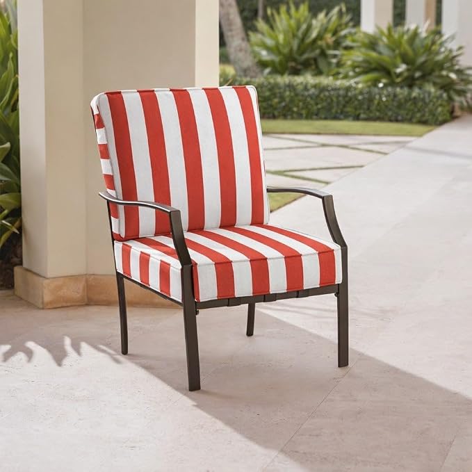 BrylaneHome Bh Outdoor Performance 2-Section Deep Seating Cushion - Classic Red Cabana