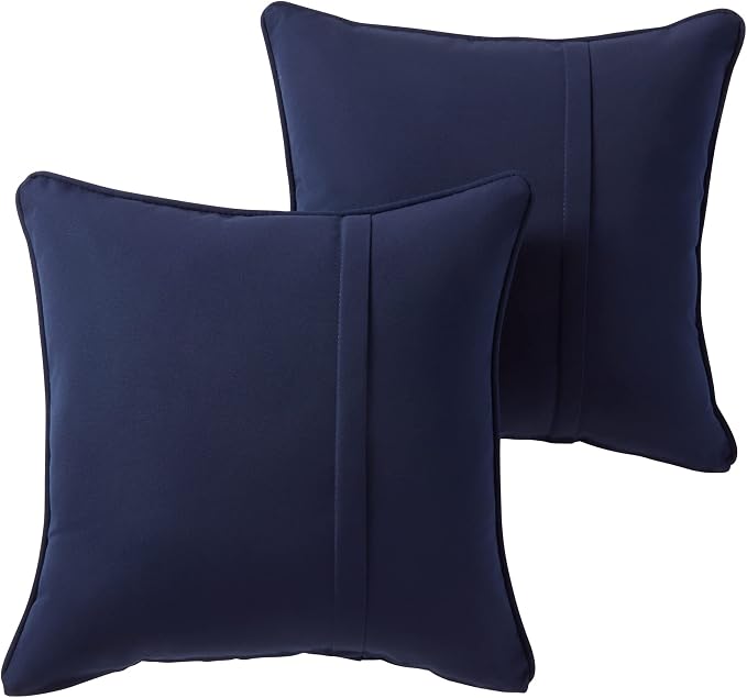 Greendale Home Fashions Sunbrella 20'' Square Outdoor Throw Pillow with Removable Cover (Set of 2), Canvas Navy