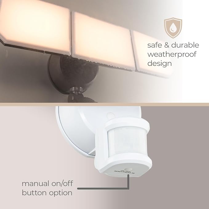 Guardian SMART Flood and Security Wall Light with 3 Lights 3,400 Lumens 30 Watts and Programmable Motion and Photo Sensor in Bronze, Works with Android or iOS
