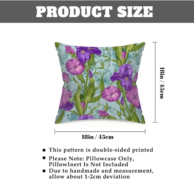 Waterproof Outdoor Pillow Covers Patio Throw Pillow Cases 18x18 Floral | Decorative Throw Pillows Patio Cushion Covers Set of 2, Outdoor Pillow Inserts Cover for Couch Chair
