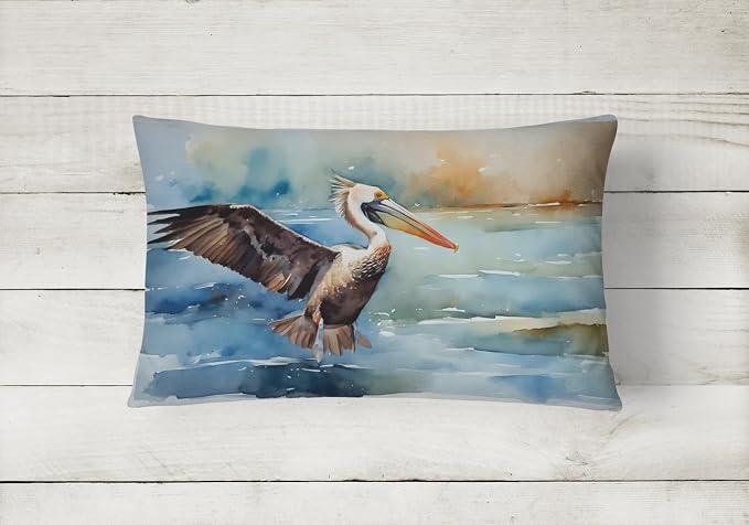 Caroline's Treasures DAC2856PW1216 Pelican Throw Pillow Machine Washable, Indoor Outdoor Decorative Pillow for Couch, Bed or Patio, 12HX16W