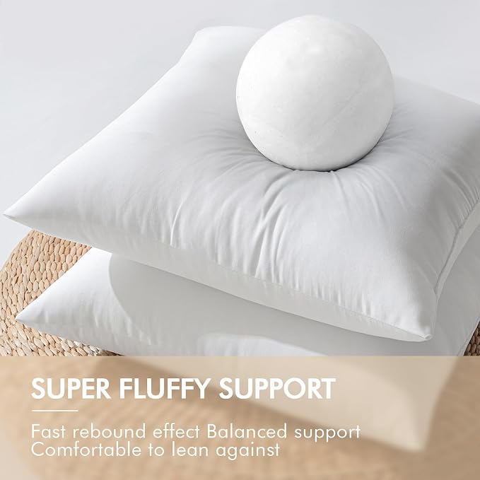 MIULEE 22x22 Inch Outdoor Pillow Inserts, Pack of 4 Waterproof Pillows | Decorative Throw Pillows, Garden Pillow Form for Patio Sofa Couch