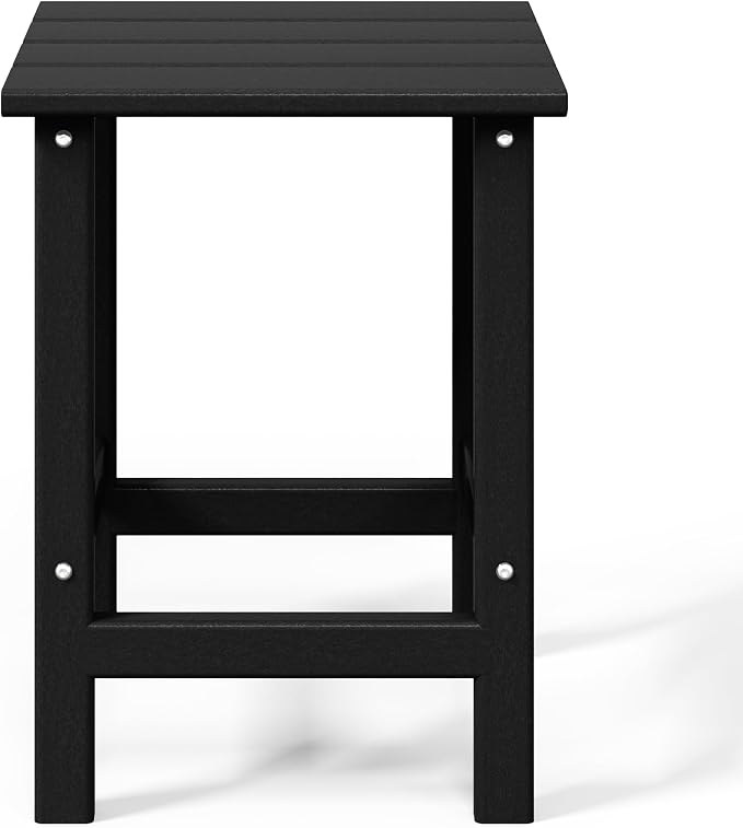 WestinTrends Malibu Square Outdoor Side Table for Adirondack Chair, Black