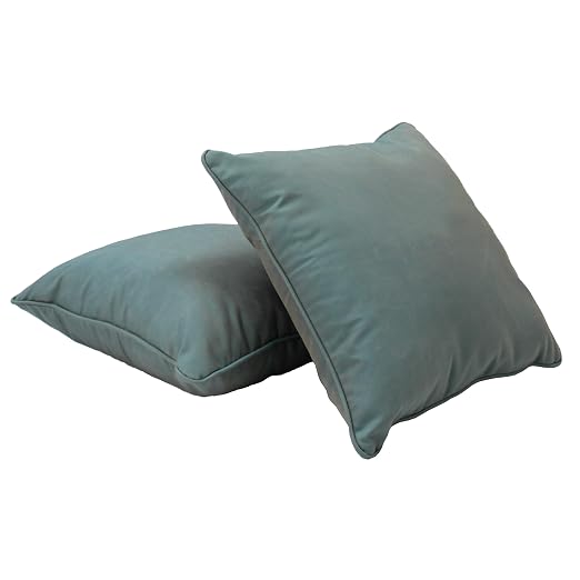 Factory Direct Partners Presidio 24" x 24" Square Decorative Throw Pillow Set with Piping for Indoor/Outdoor Furniture; UV, Fade, Weather-Resistant Olefin Fabric (2-Pack) - Dusty Turquoise, 13811-137