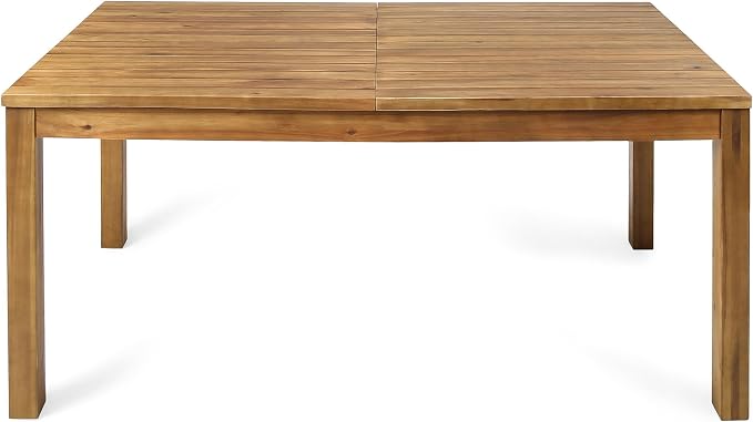 Christopher Knight Home Unta Acacia Wood Outdoor Dining Set for 6, Slatted Design Patio Dining Table Set for 6, Extendable Dining Table for Outdoor Gathering, Dining Chairs with Cushions, Teak