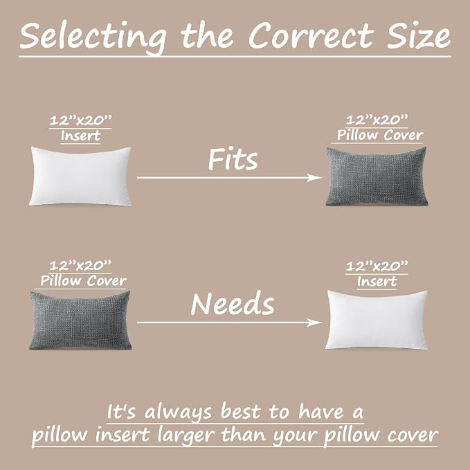 OTOSTAR Premium Outdoor Waterproof Pillow Inserts Pack of 2 Water Resistant 12 x 20 Inches Decorative Throw Pillow Inserts Rectangle Form Pillows for Couch Sham Cushion Stuffer Patio Furniture Decor