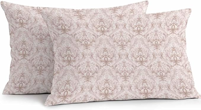 Vintage Baroque Waterproof Outdoor Pillow Covers Set of 2 Home Decor, Country Abstract Scroll Floral Printed Pillowcase Patio Pillow Covers for Couch Bench Furniture Garden 20x12in